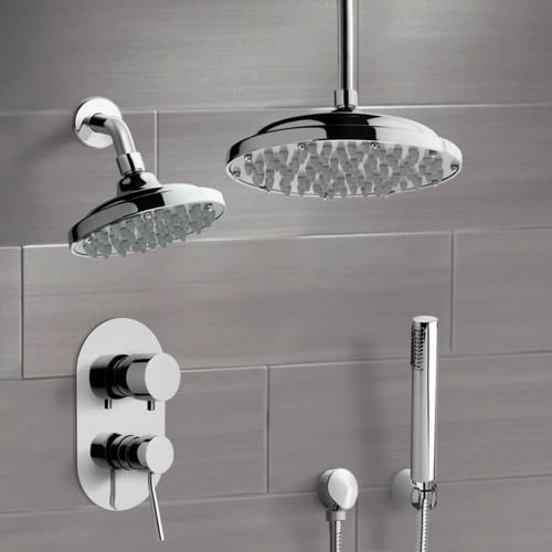 Chrome Dual Shower Head System With Hand Shower Remer DCS01